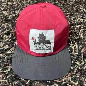 Real Bad Man Records 6 Panel Adjustable Hat Cap Nylon Burgundy Red Black RBM Men